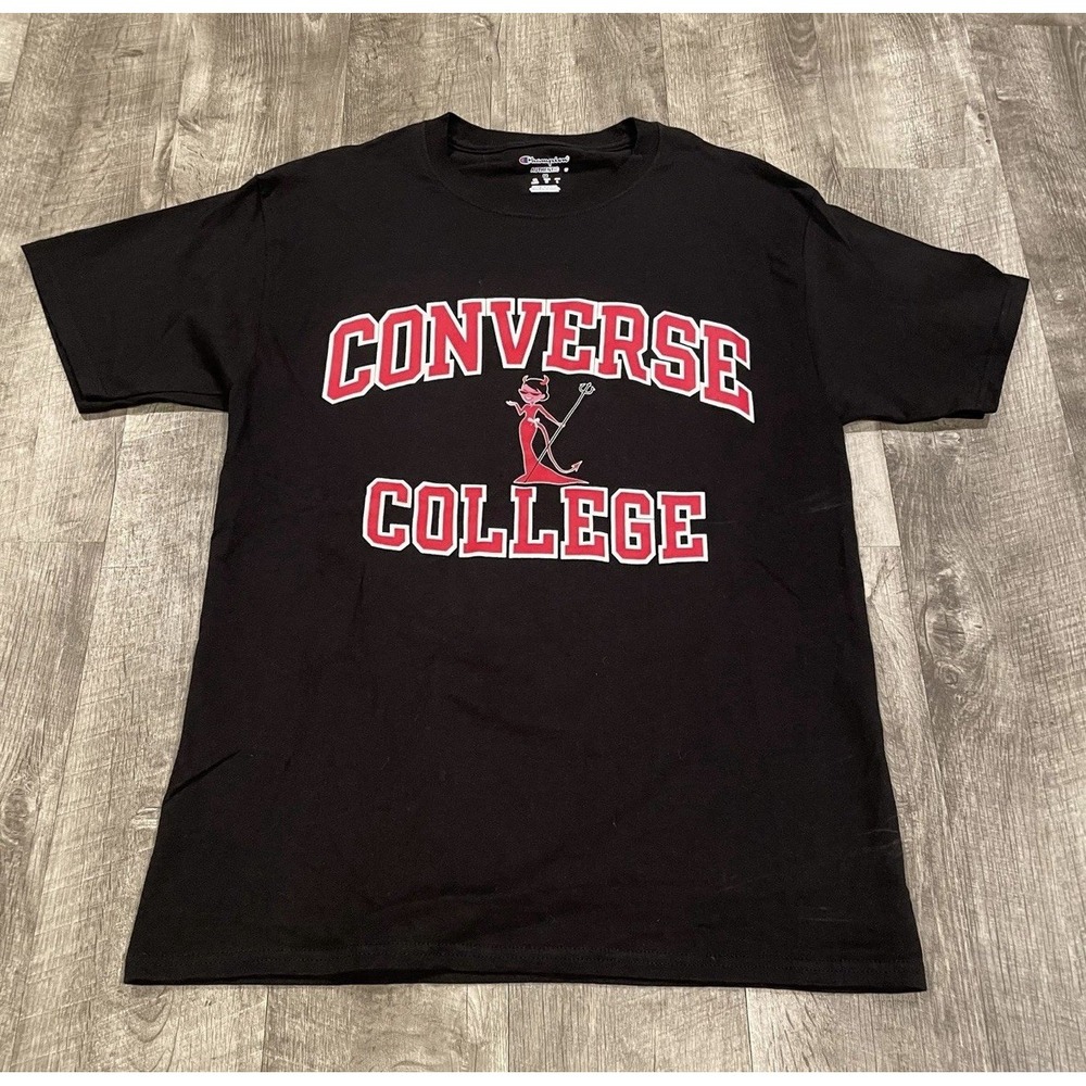 Vintage style y2k converse college graphic arc t shirt pink - mens medium